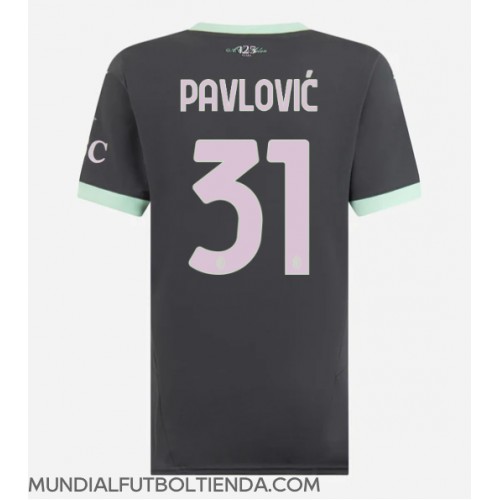 Camiseta AC Milan Strahinja Pavlovic #31 Tercera Equipación Replica 2024-25 para mujer mangas cortas